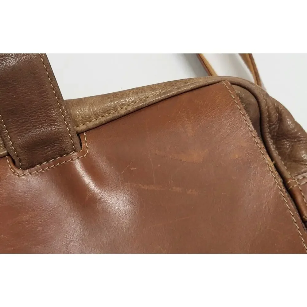 LL BEAN VINTAGE BROWN GENUINE LEATHER MESSENGER CROSSBODY BAG